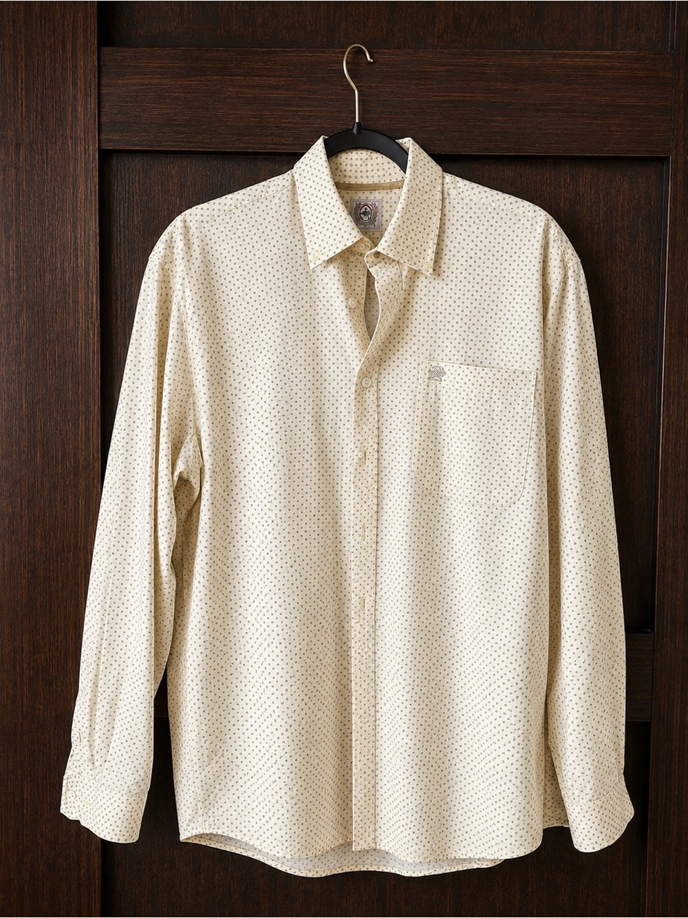Cinch Men's Cream Button-Down Shirt with Microdot Pattern